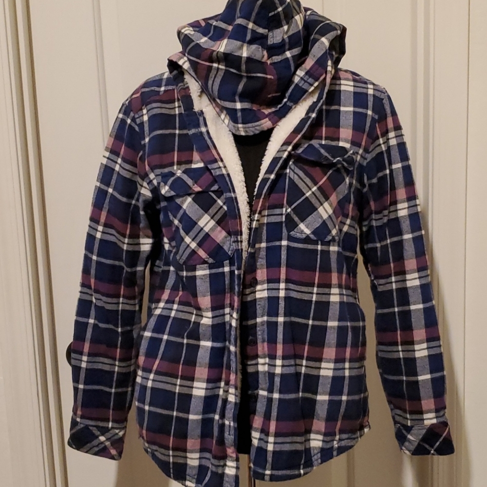 Womens flannel and fleece warm jacket